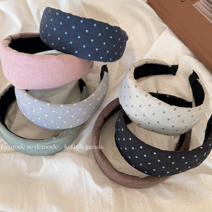 撞色波點寬版復古髮箍－商品主圖｜https://igowo.tw/