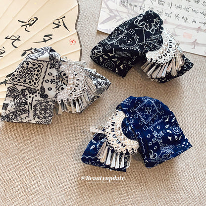 流蘇復古鯊魚夾－抓夾-銀色-黑色款實拍｜https://igowo.tw/