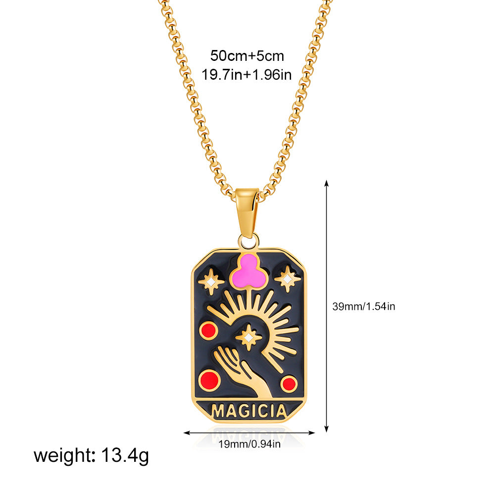 彩色星星方形墜飾項鍊－細節特寫62｜https://igowo.tw/