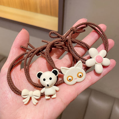 小熊愛心兩用簡約髮圈－花朵粉色款細節2｜https://igowo.tw/