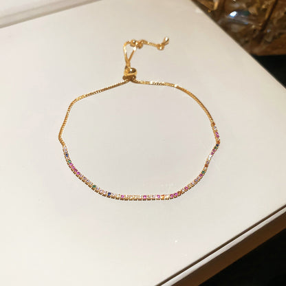 腕間星河~超閃鋯石方形手鏈多巴胺甜美手環手串輕奢高級感手飾女
