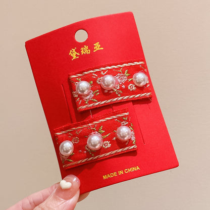絨面蝴蝶結復古髮夾－細節特寫6｜https://igowo.tw/