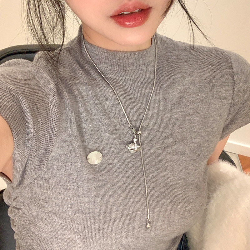 花朵墜飾復古項鍊－第二視角實拍｜https://igowo.tw/