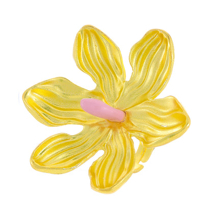 彩色金屬花朵誇張耳環