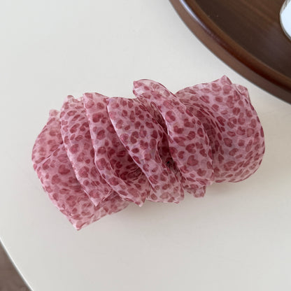 網紗蝴蝶結豹紋髮夾－細節特寫4｜https://igowo.tw/