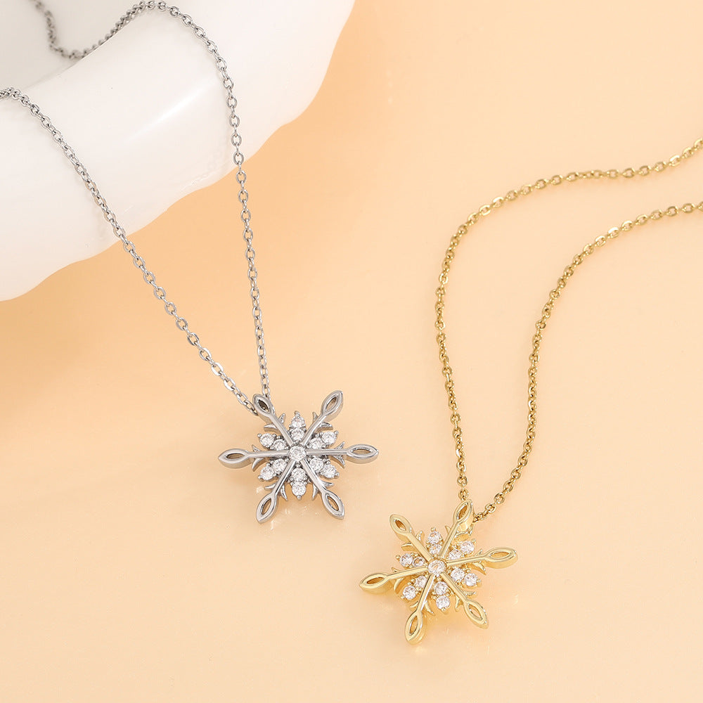 鋯石金屬雪花墜飾項鍊－細節特寫1｜https://igowo.tw/