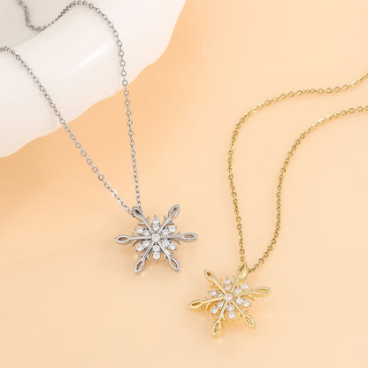 鋯石金屬雪花墜飾項鍊－細節特寫1｜https://igowo.tw/