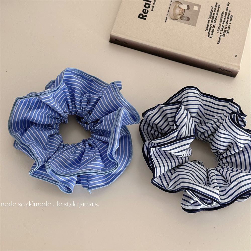 藍色布面格紋髮圈－商品主圖｜https://igowo.tw/