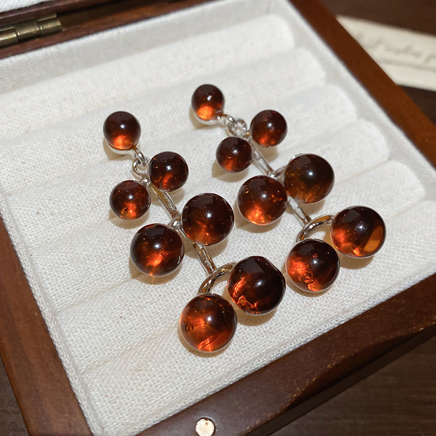 棕色銀針流蘇耳環－細節特寫23｜https://igowo.tw/
