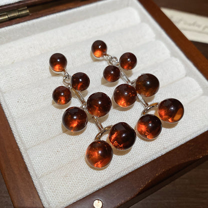 棕色銀針流蘇耳環－細節特寫23｜https://igowo.tw/