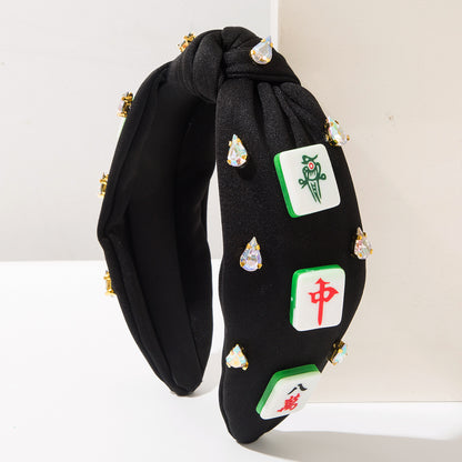 扭結寬版鑲鑽髮箍－紅色款細節1｜https://igowo.tw/