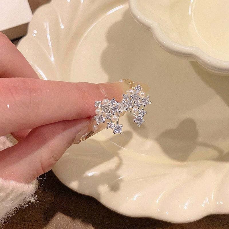 珍珠鋯石可調式戒指