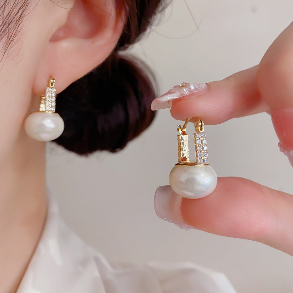 珍珠鋯石耳扣－商品主圖｜https://igowo.tw/