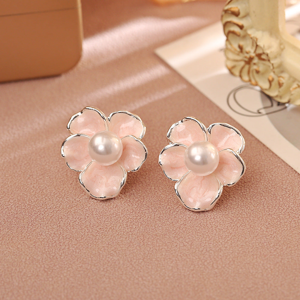 琺瑯花朵耳釘