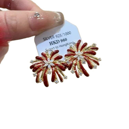 銀針滴油新年紅色珍珠耳環簡約時尚日常百搭耳釘輕奢高級感耳飾女