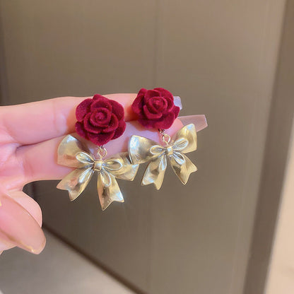 復古紅珍珠蝴蝶結耳環－細節特寫26｜https://igowo.tw/