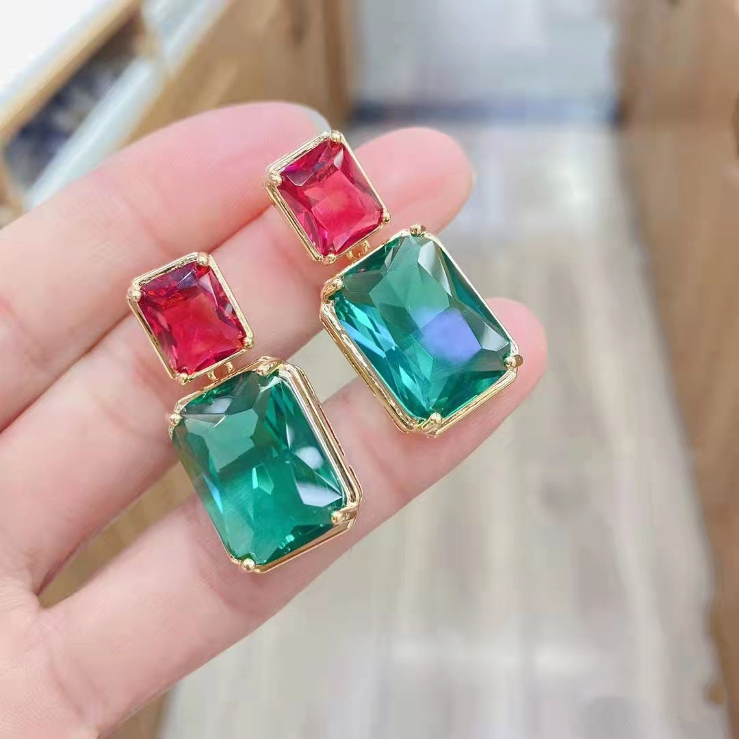 S925彩色鋯石耳釘－商品主圖｜https://igowo.tw/