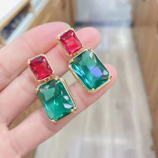 S925彩色鋯石耳釘－商品主圖｜https://igowo.tw/