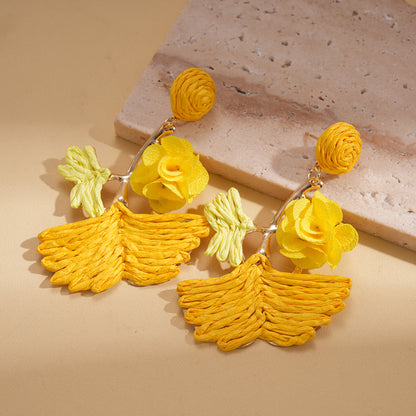 黃色花朵耳環－細節特寫30｜https://igowo.tw/