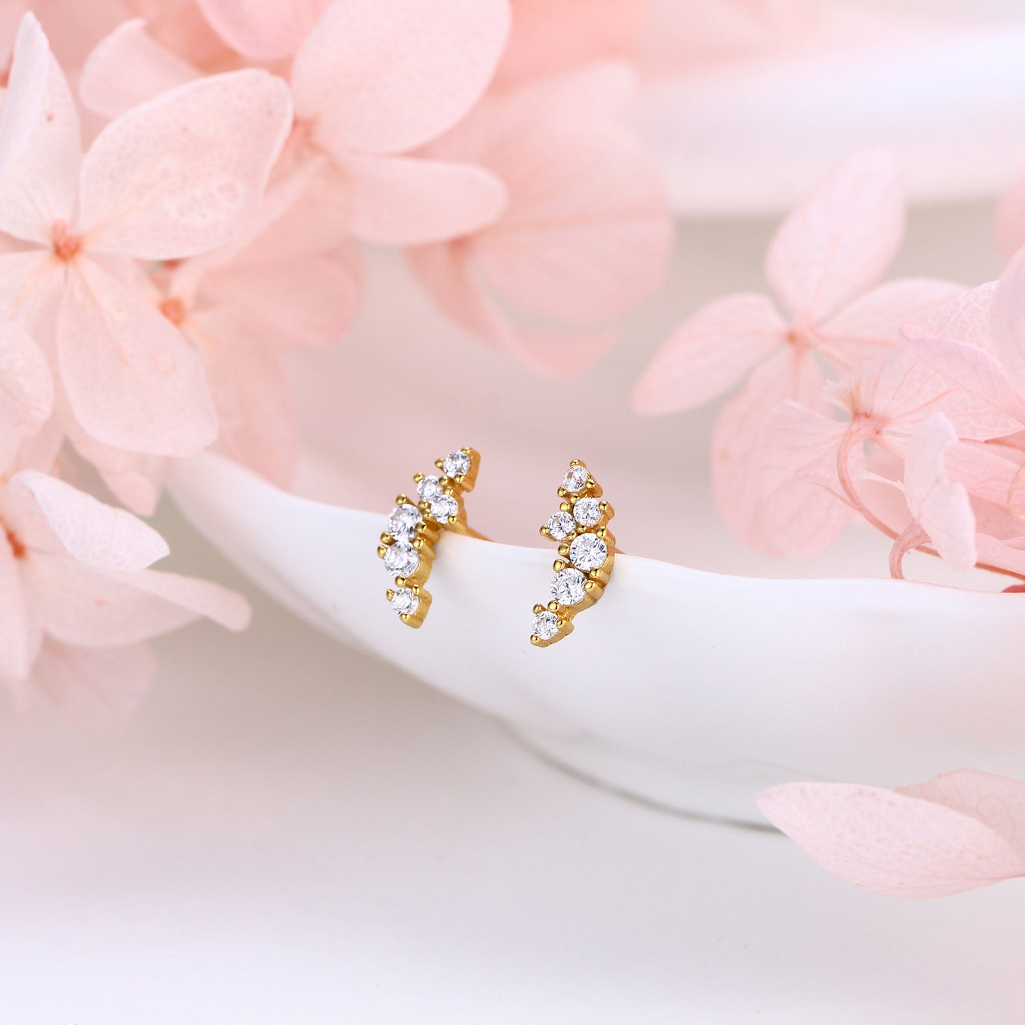 S925 法式歐美鑲鋯款耳釘韓版時尚氣質百搭耳飾品