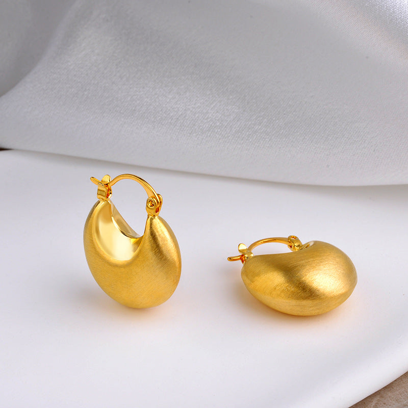 金色拉絲復古耳環－商品主圖｜https://igowo.tw/
