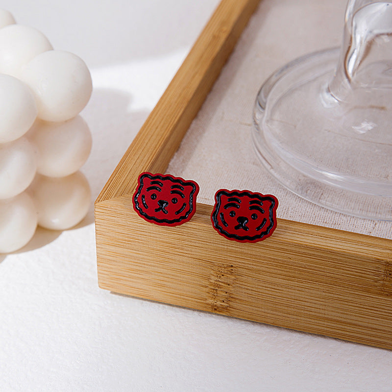 紅色珍珠銀針鑲鑽耳環－3/隨便花款細節｜https://igowo.tw/