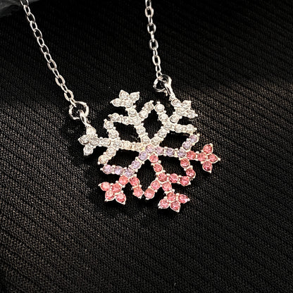鋯石金屬雪花墜飾項鍊