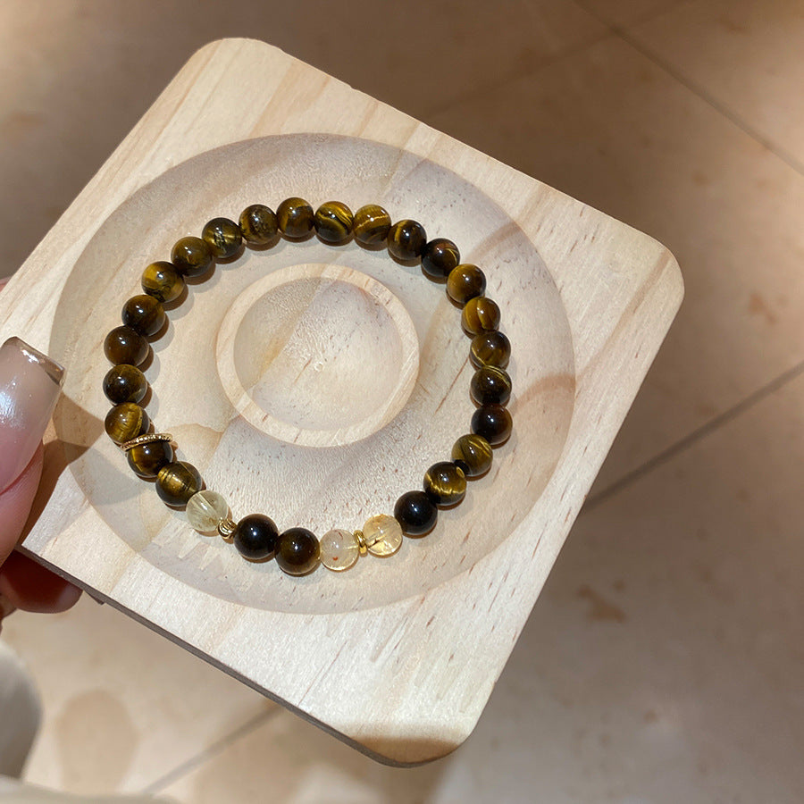 天然虎眼石珍珠串珠手鏈新中式小眾百搭手串高級感手環氣質手飾女