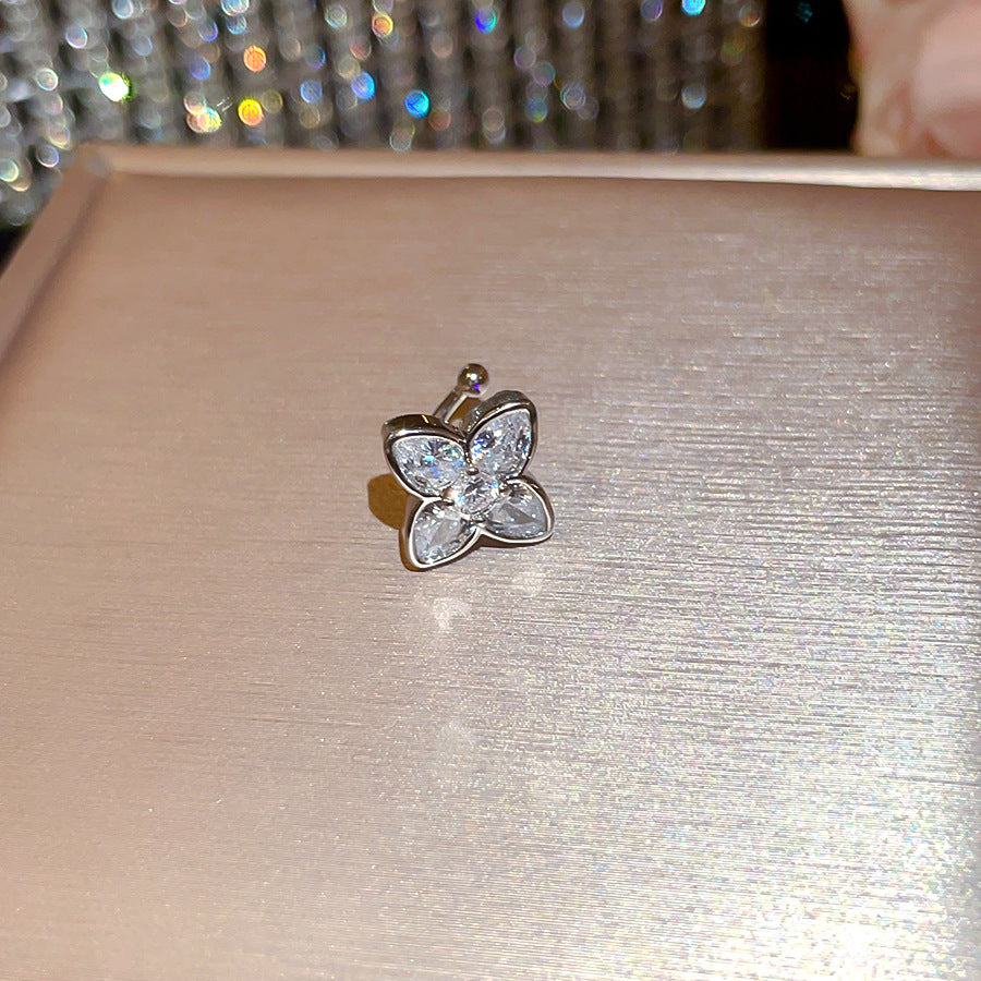 金色鋯石花朵電鍍耳夾
