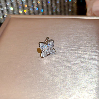 金色鋯石花朵電鍍耳夾