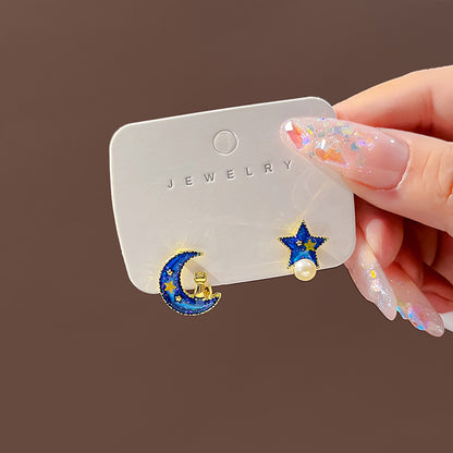 珍珠銀針星星簡約耳釘－商品主圖｜https://igowo.tw/