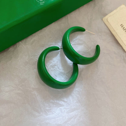 壓克力銀針圓圈耳環