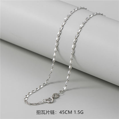 S925純銀鍍白金裸鏈配鏈簡約多款時髦個性45厘米鎖骨鏈銀飾