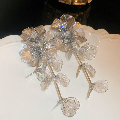 珍珠金屬花朵流蘇耳環－細節特寫37｜https://igowo.tw/