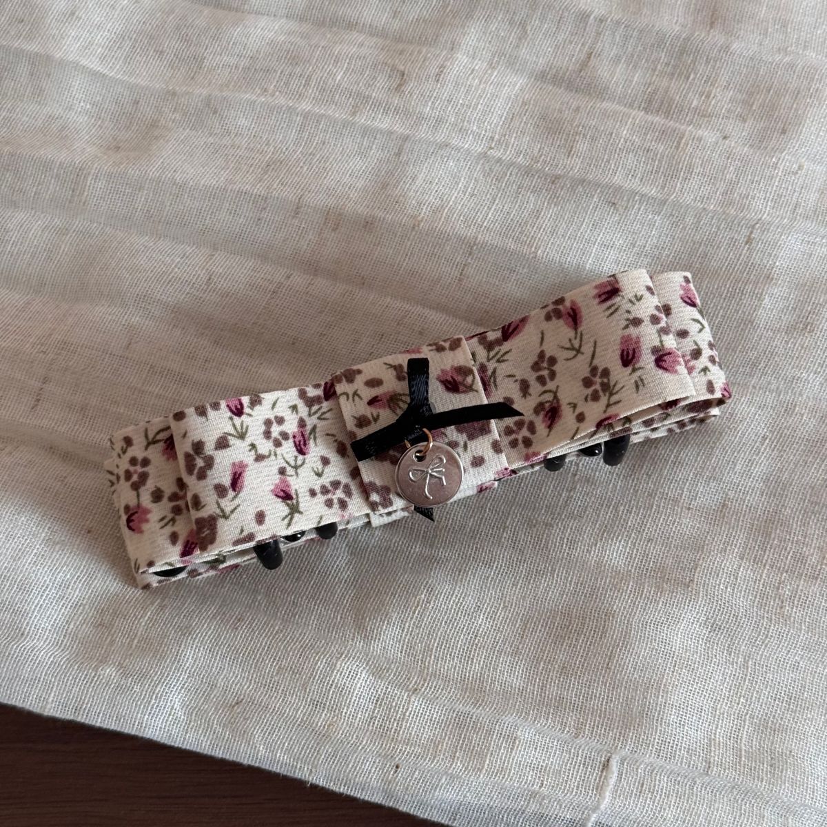 碎花蝴蝶結復古髮夾