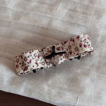 碎花蝴蝶結復古髮夾