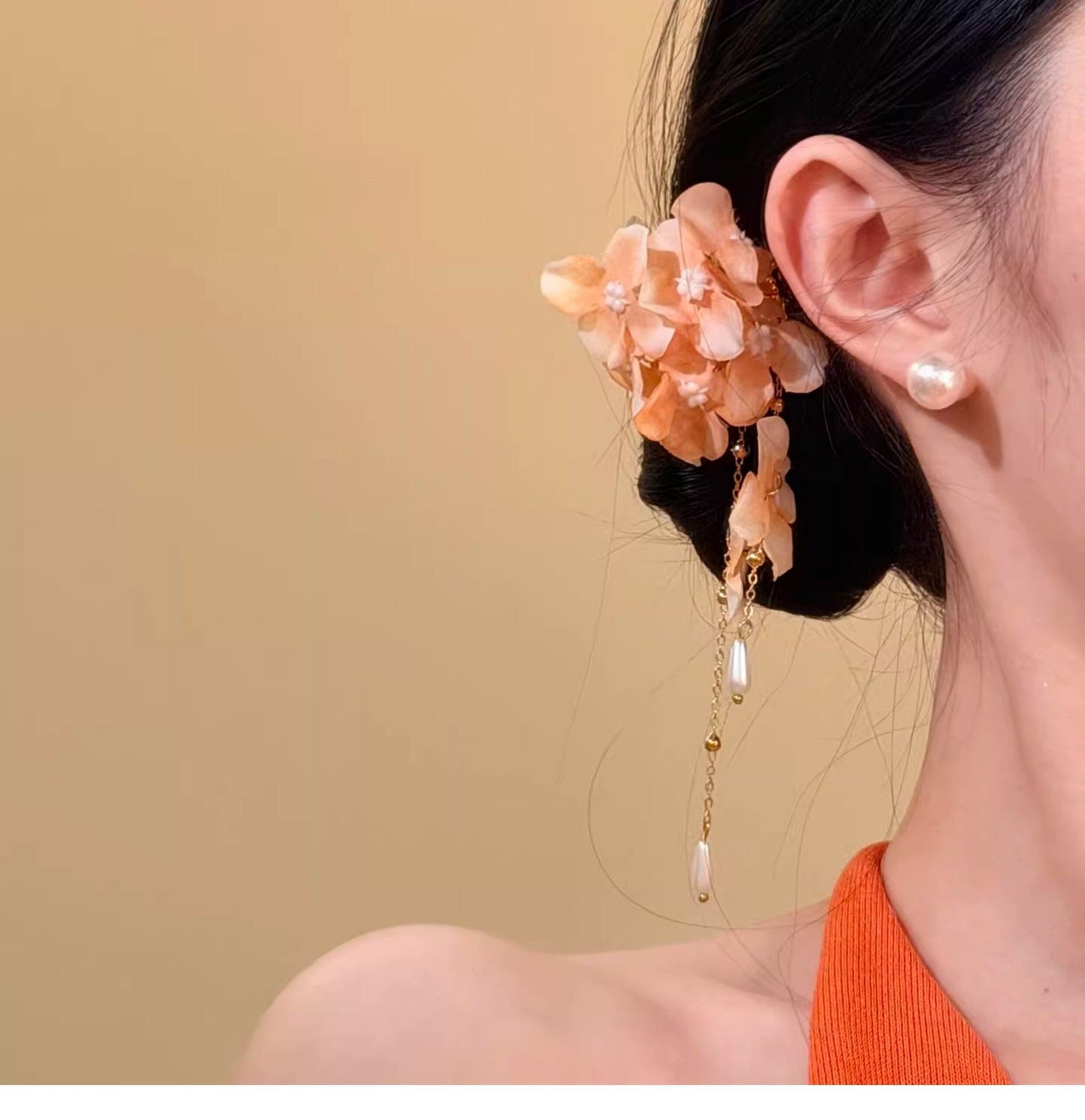搖曳生姿~花朵發夾超仙小眾高級感側邊夾夏日甜美氣質設計感發飾
