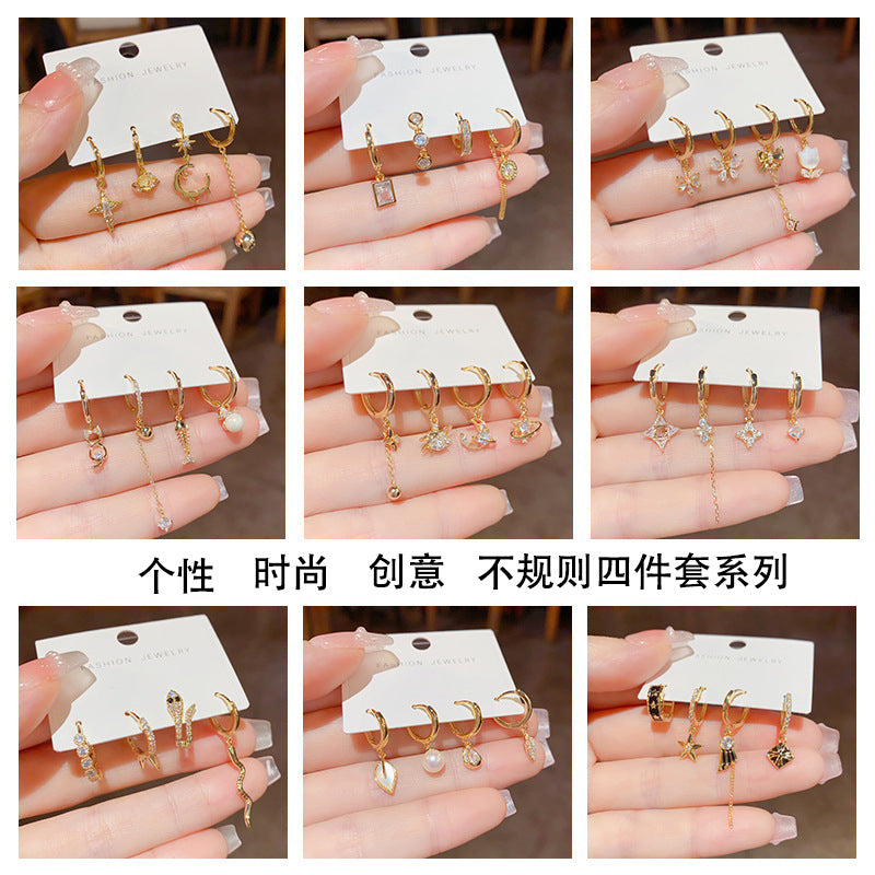 不規則耳扣四件組－商品主圖｜https://igowo.tw/