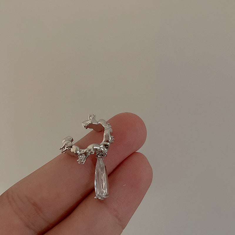 韓國高級感鋯石金屬耳夾女小眾個性簡約百搭氣質時尚耳環輕奢耳飾