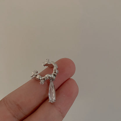 韓國高級感鋯石金屬耳夾女小眾個性簡約百搭氣質時尚耳環輕奢耳飾