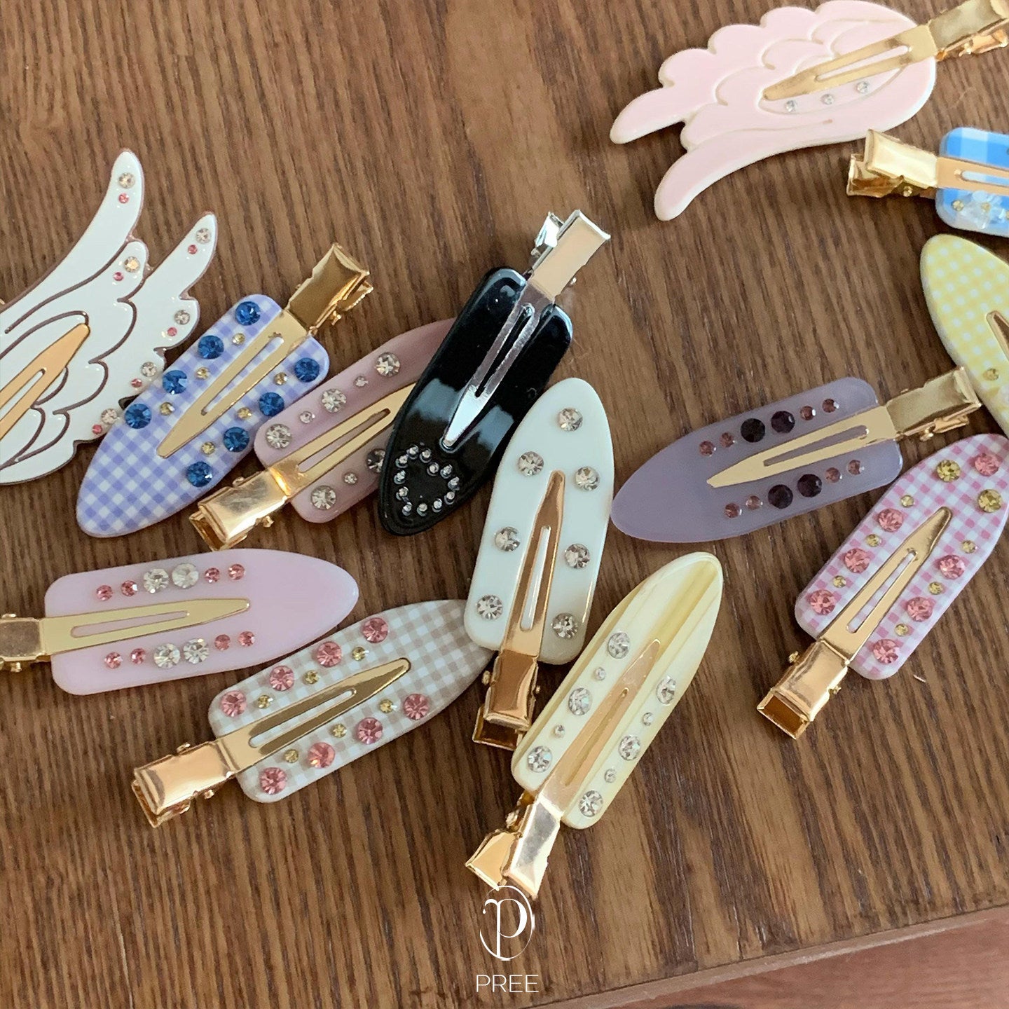 珍珠花朵髮夾－藍格花朵款實拍｜https://igowo.tw/