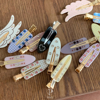 珍珠花朵髮夾－藍格花朵款實拍｜https://igowo.tw/