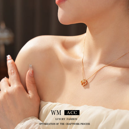 金色鋯石花朵電鍍項鍊－第二視角實拍｜https://igowo.tw/