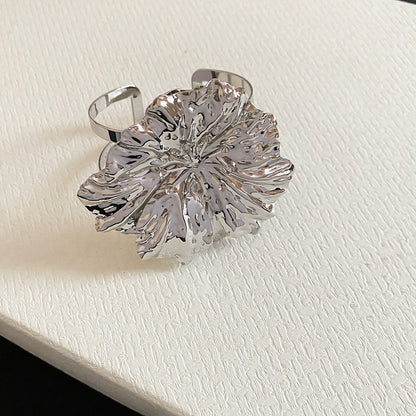 歐美夸張金屬花朵手鐲戒指2026新款輕奢高級感手飾時尚氣質飾品女