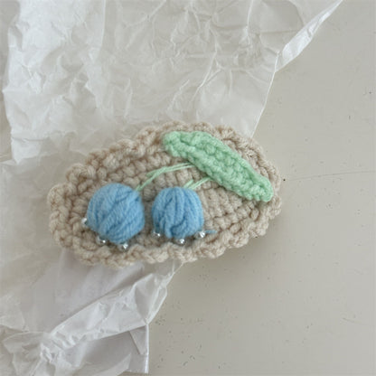 花朵刺繡編織髮夾－細節特寫7｜https://igowo.tw/