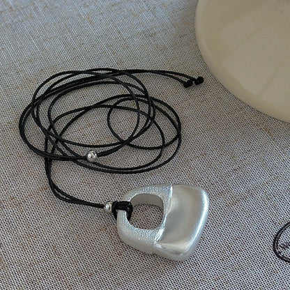 S925銀韓版小眾設計感復古重工項鏈韓國風簡約時髦個性毛衣鏈