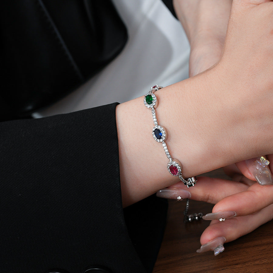 真金電鍍鋯石太陽愛心手鏈小眾甜美百搭手環氣質輕奢高級感手飾女