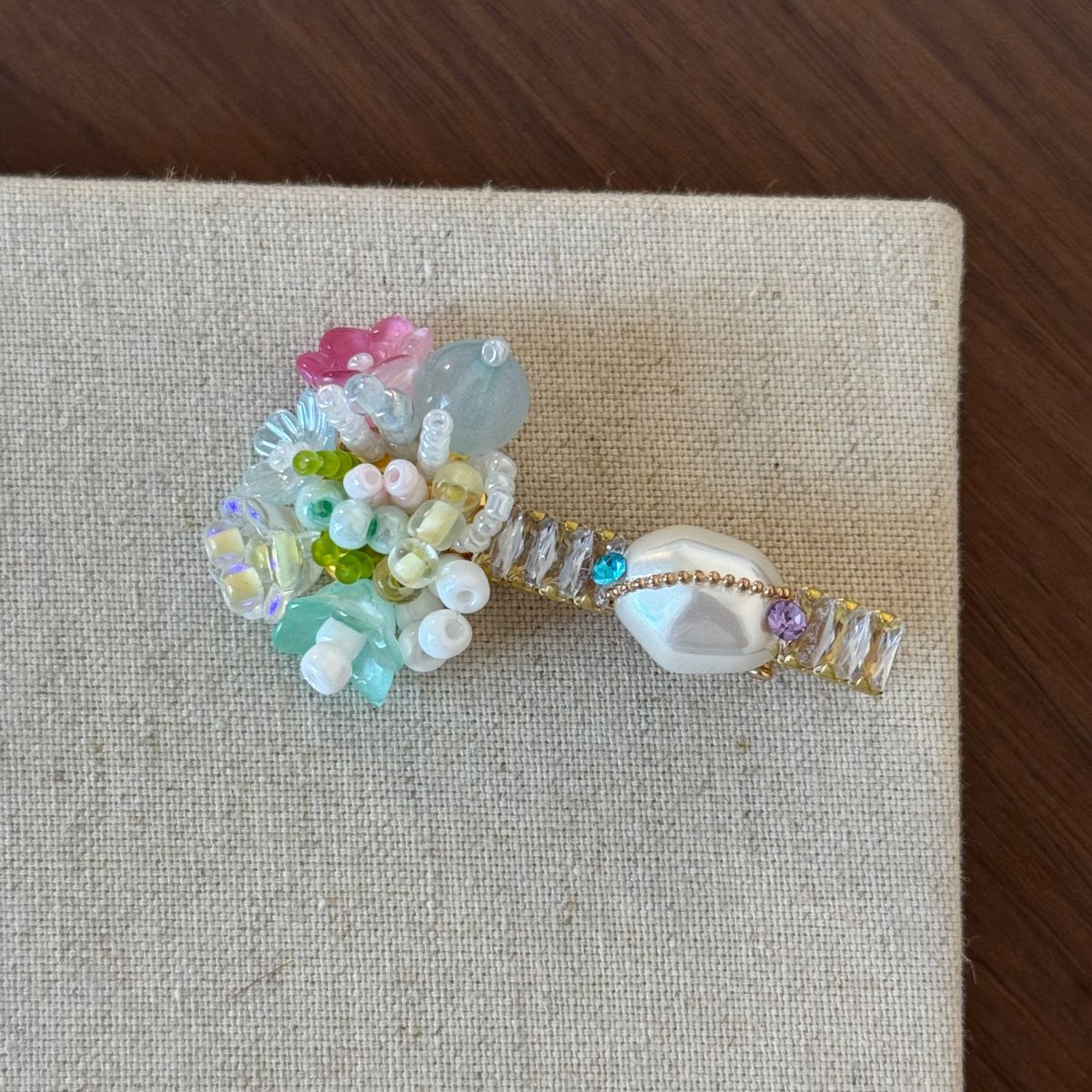 彩色鋯石花朵髮夾