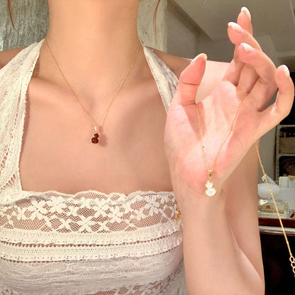 金色鋯石葫蘆電鍍項鍊