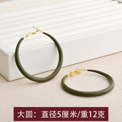 琺瑯方形圓圈復古耳環